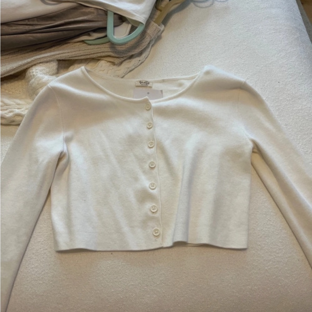 Brandy Melville white button up cardigan